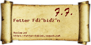 Fetter Fábián névjegykártya
